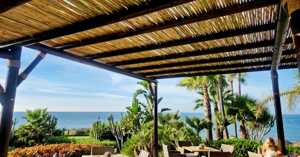 Wooden pergola in a natural finish