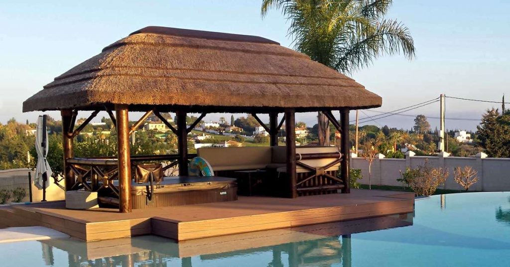 Enjoy the Serenity of the Outdoors with our Cape Reed Poolside Thatched Gazebo